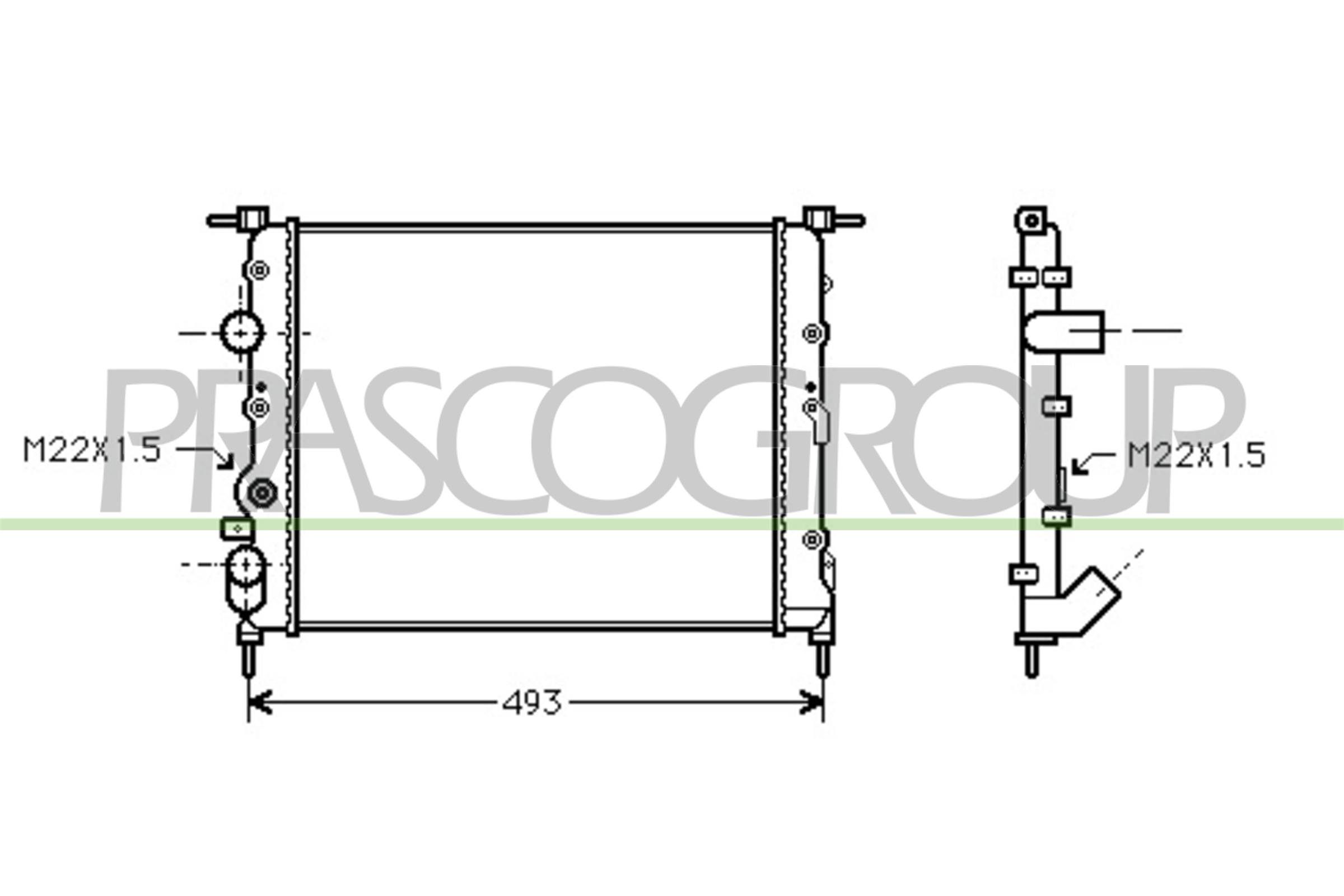 Radiatore, raffreddamento motore PRASCO DA220R001