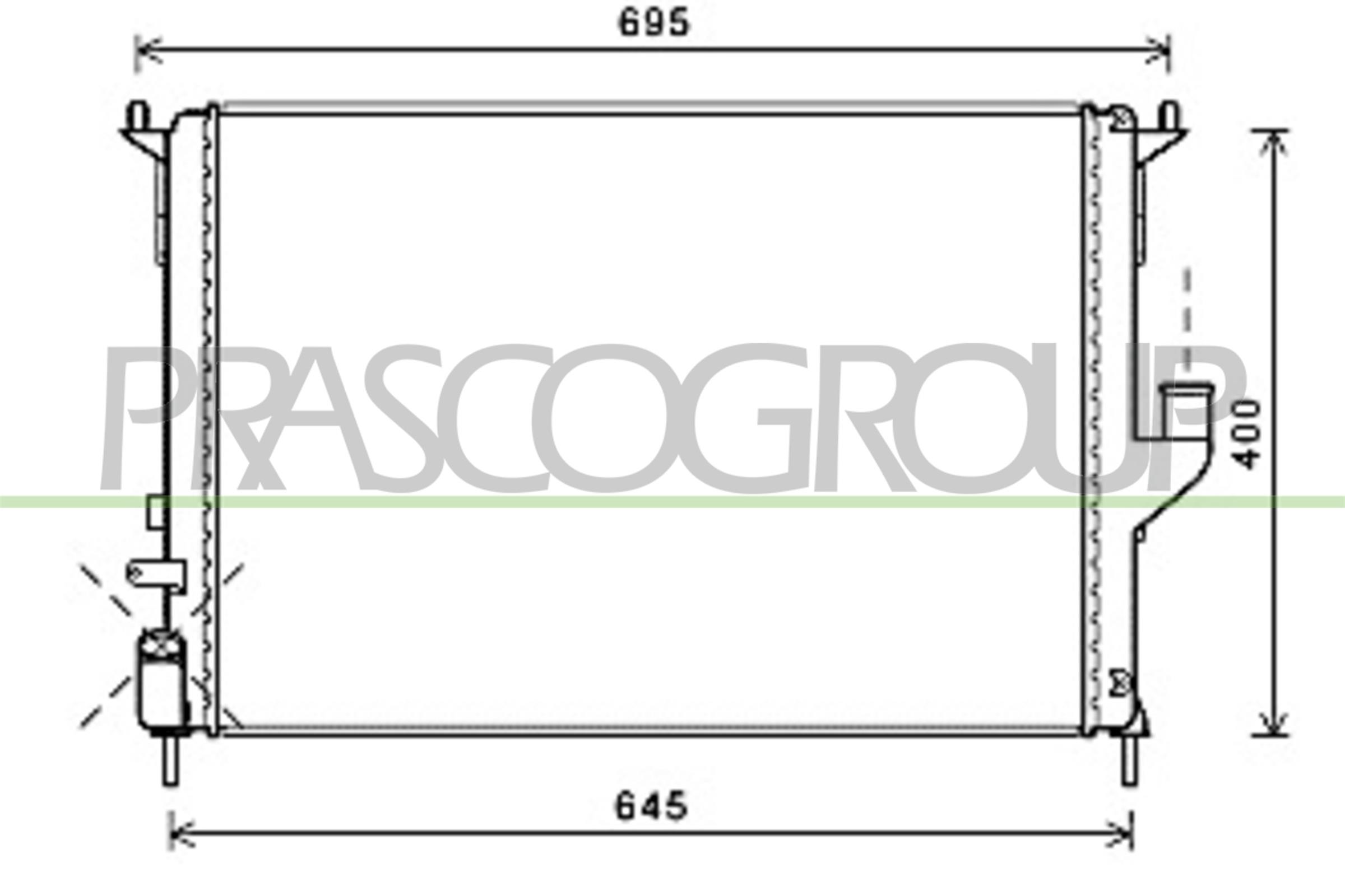 Radiatore, raffreddamento motore PRASCO DA220R005