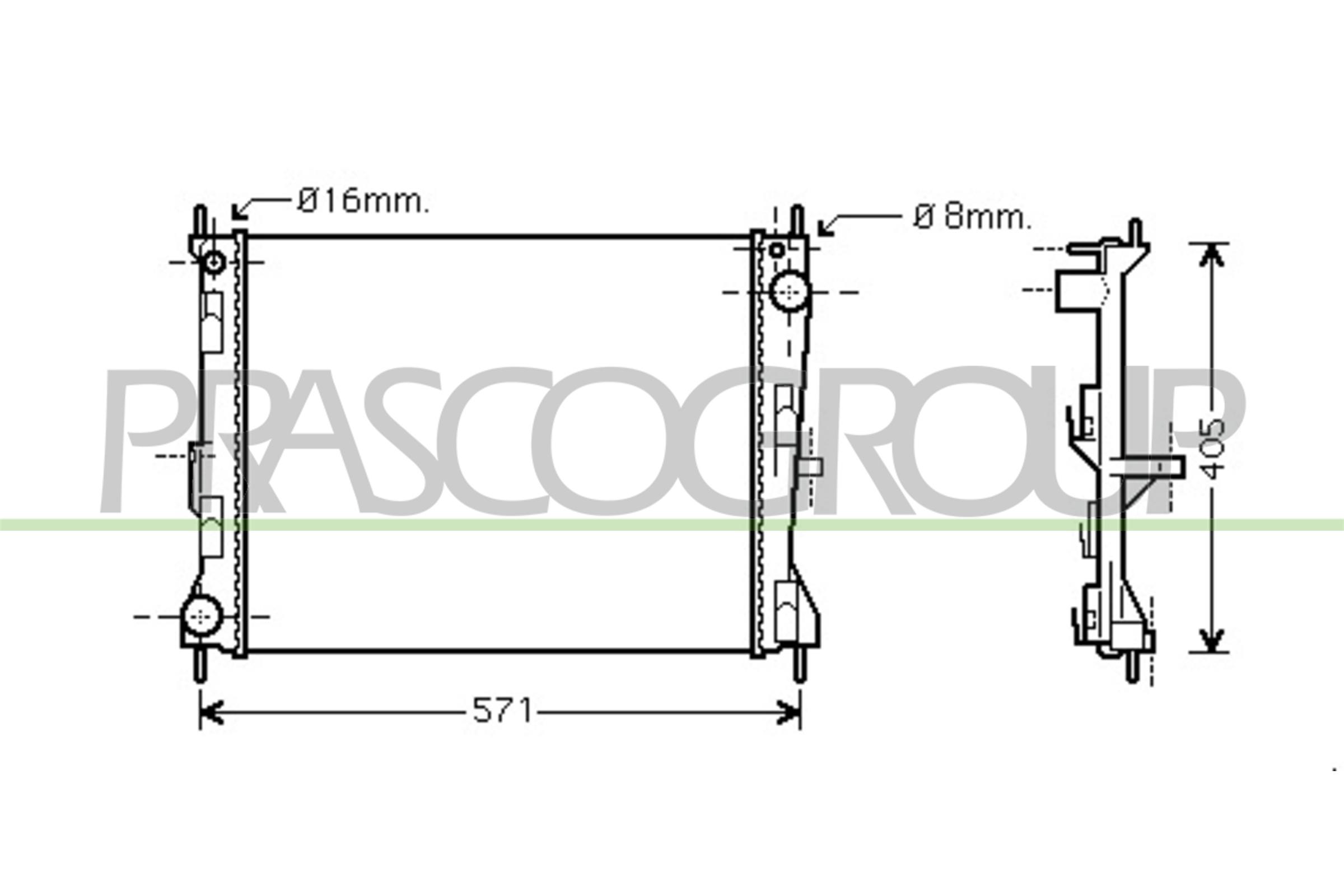 Radiatore, raffreddamento motore PRASCO DS011R010
