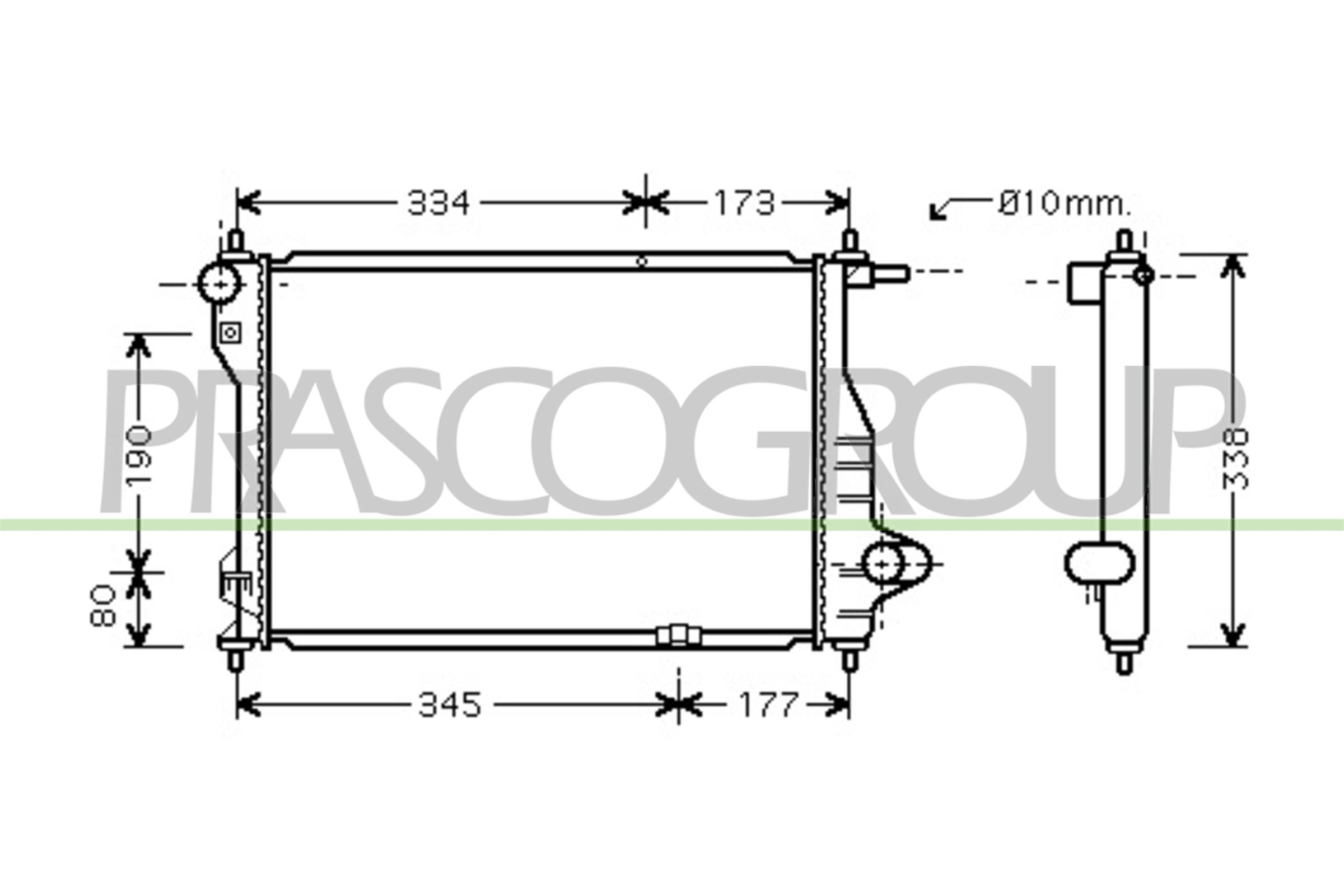 Radiatore, raffreddamento motore PRASCO DW324R002