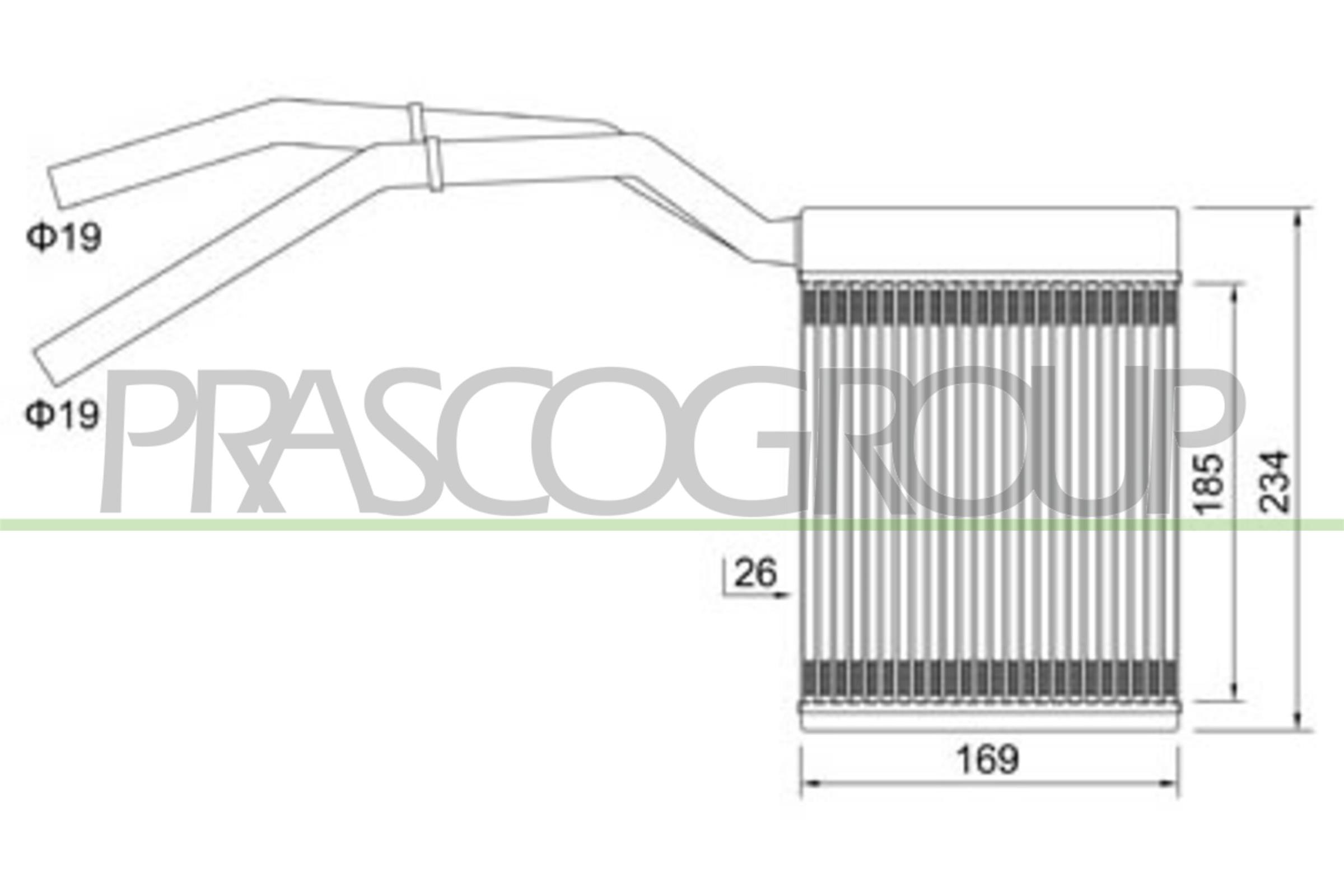 Scambiatore calore, riscaldamento abitacolo PRASCO FD424H001