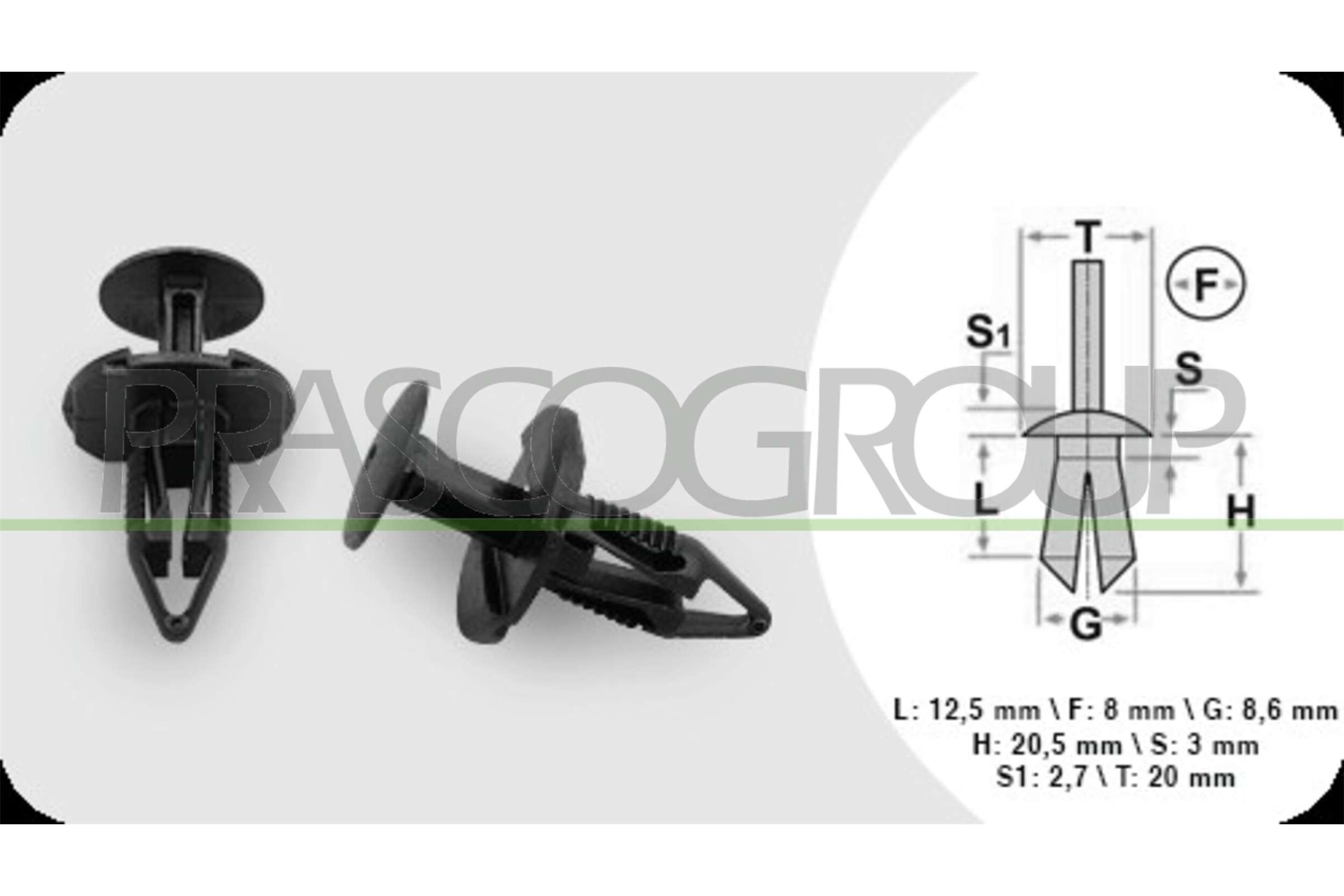 Kit clip d'arresto, carrozzeria PRASCO FT124CL06