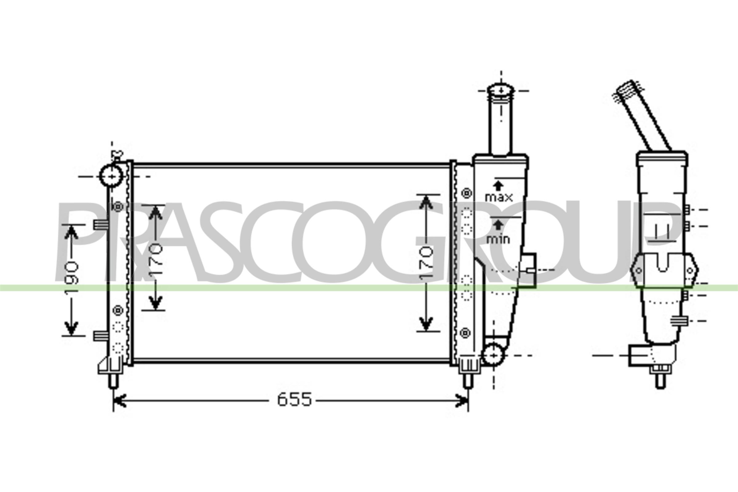 Radiatore, raffreddamento motore PRASCO FT133R009