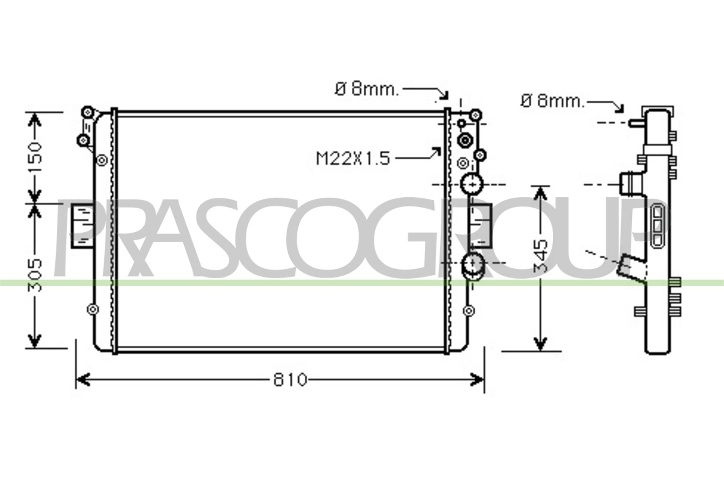 Radiatore, raffreddamento motore PRASCO FT926R003