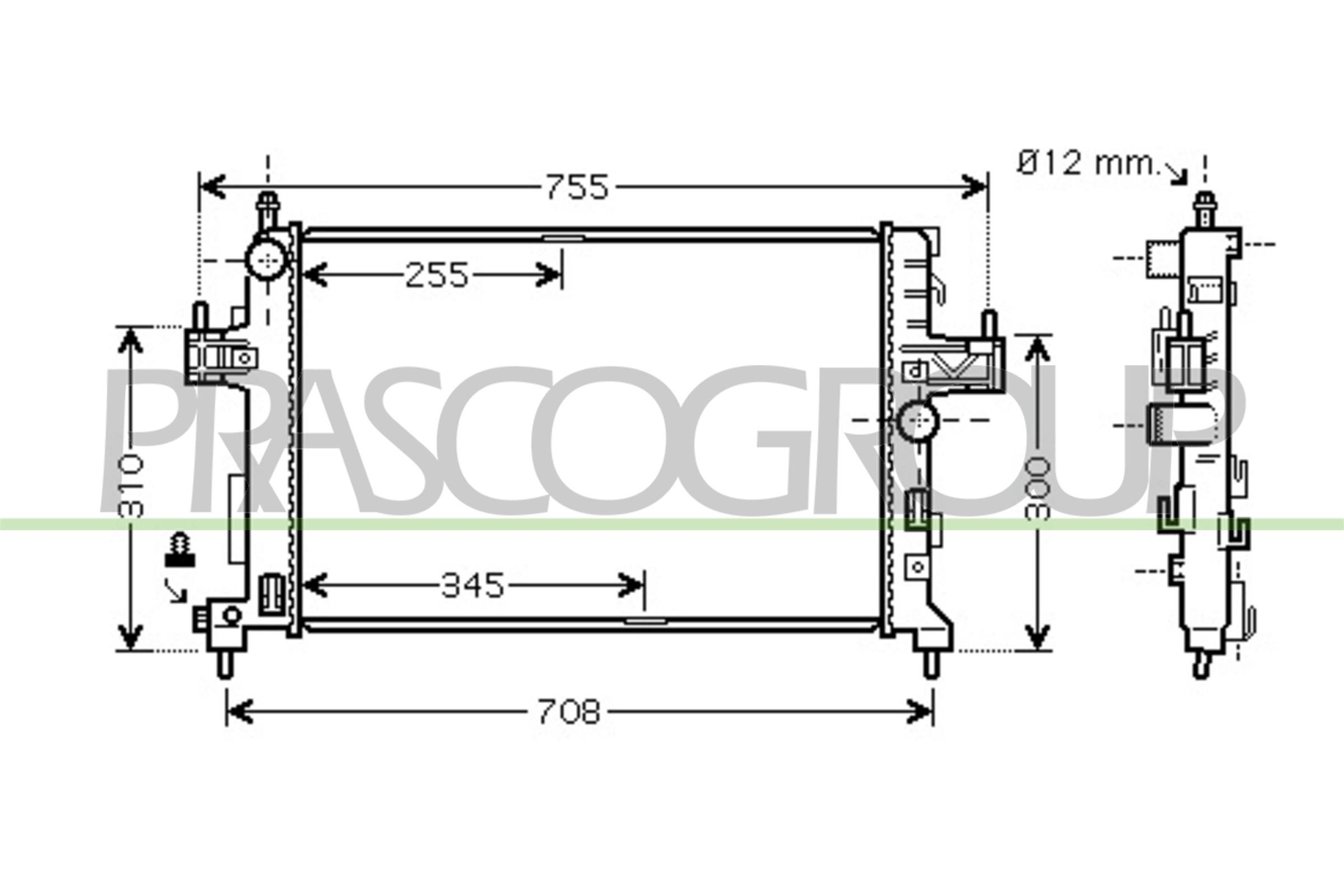 Radiatore, raffreddamento motore PRASCO OP032R002