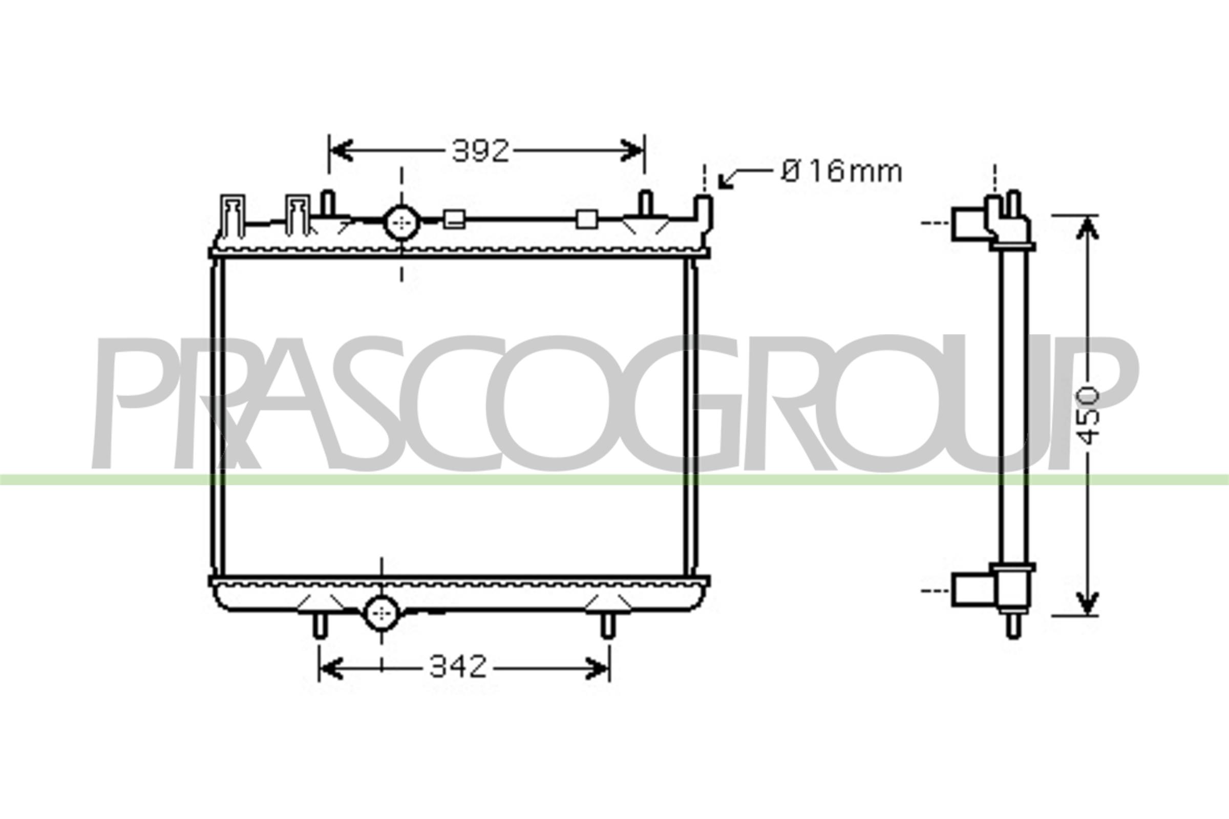 Radiatore, raffreddamento motore PRASCO PG009R016