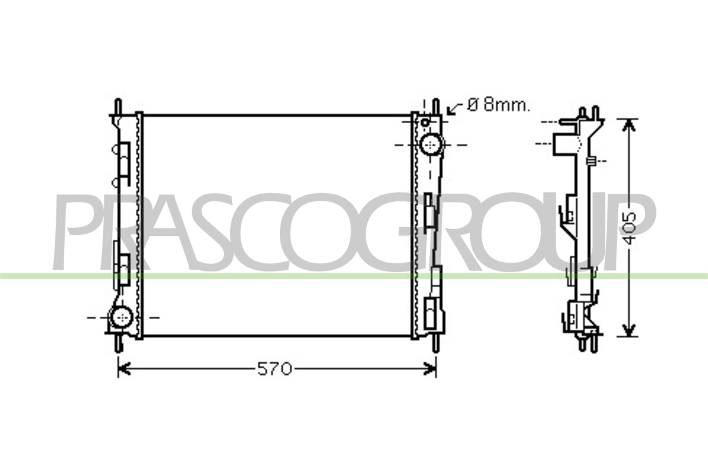 Radiatore, raffreddamento motore PRASCO RN025R009