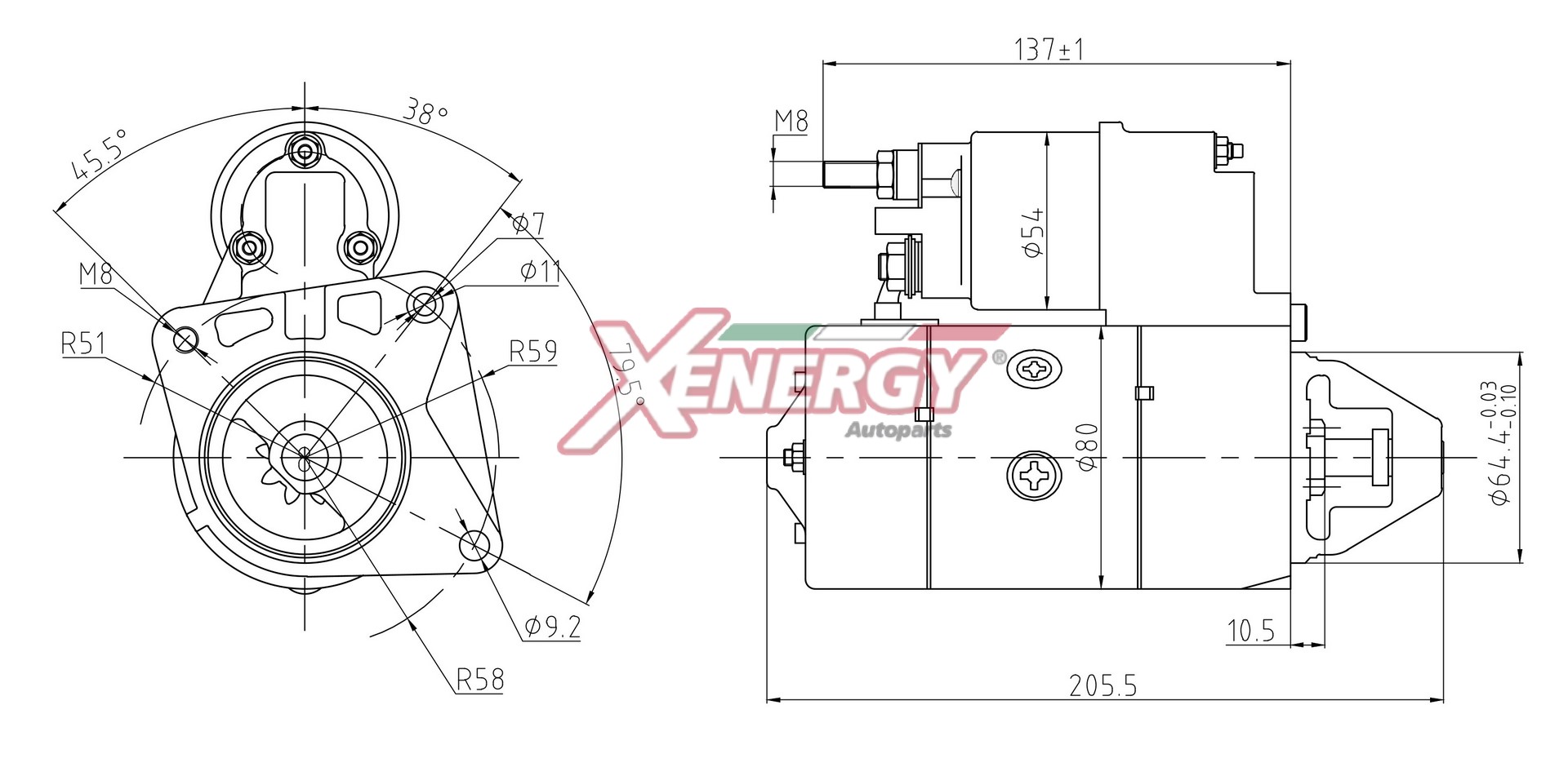 Motorino d'avviamento AP XENERGY XST15830AD