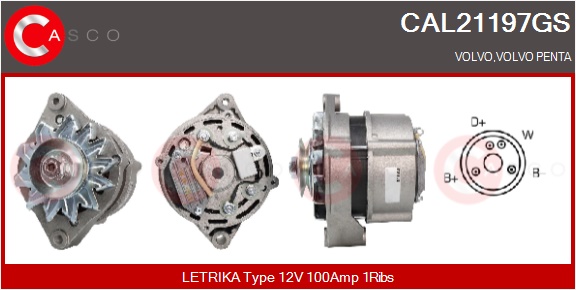 CASCO Altern.VOLVO PENTA,RENAULT MARINE
