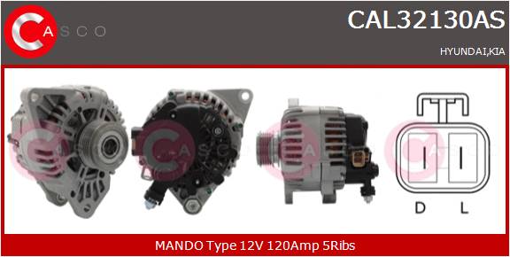 CASCO Altern.Hyundai-14V 120A