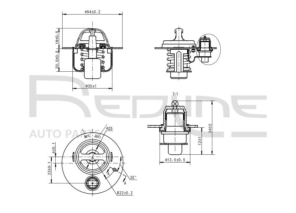 Termostato, refrigerante REDLINE 55SZ001