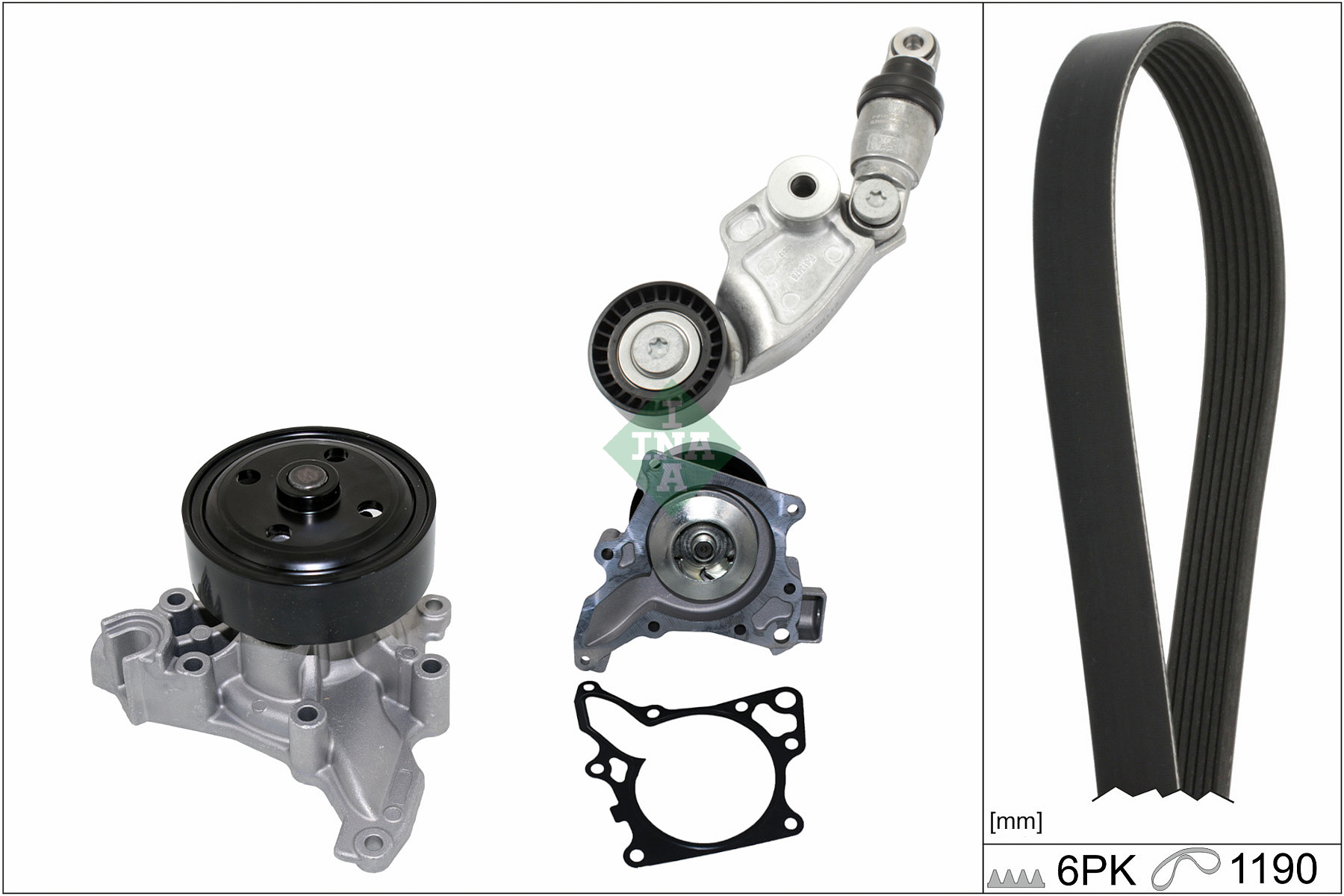 Pompa acqua e kit cinghia poly v INA 529011930