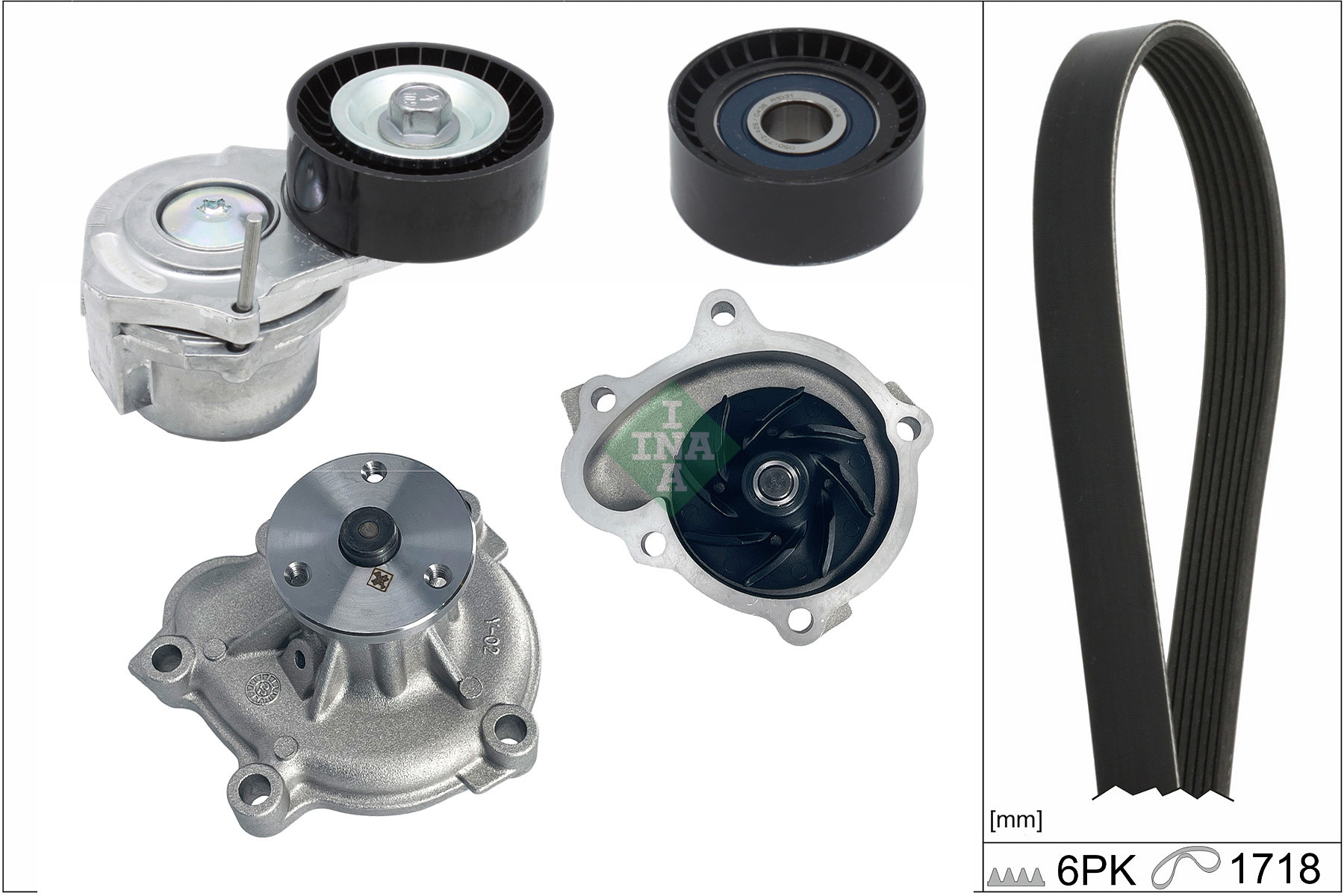 Pompa acqua e kit cinghia poly v INA 529031230