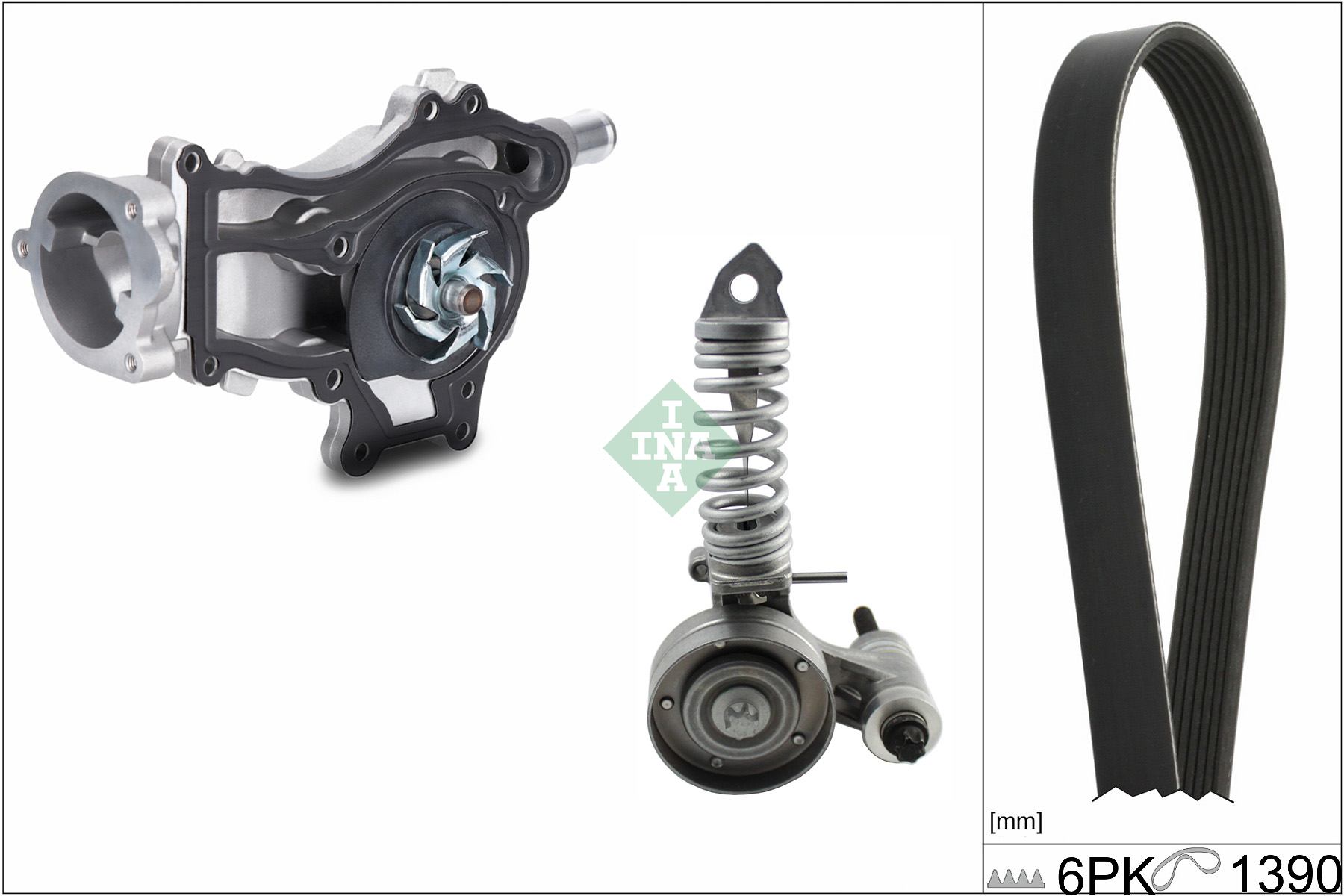 Pompa acqua e kit cinghia poly v INA 529032530