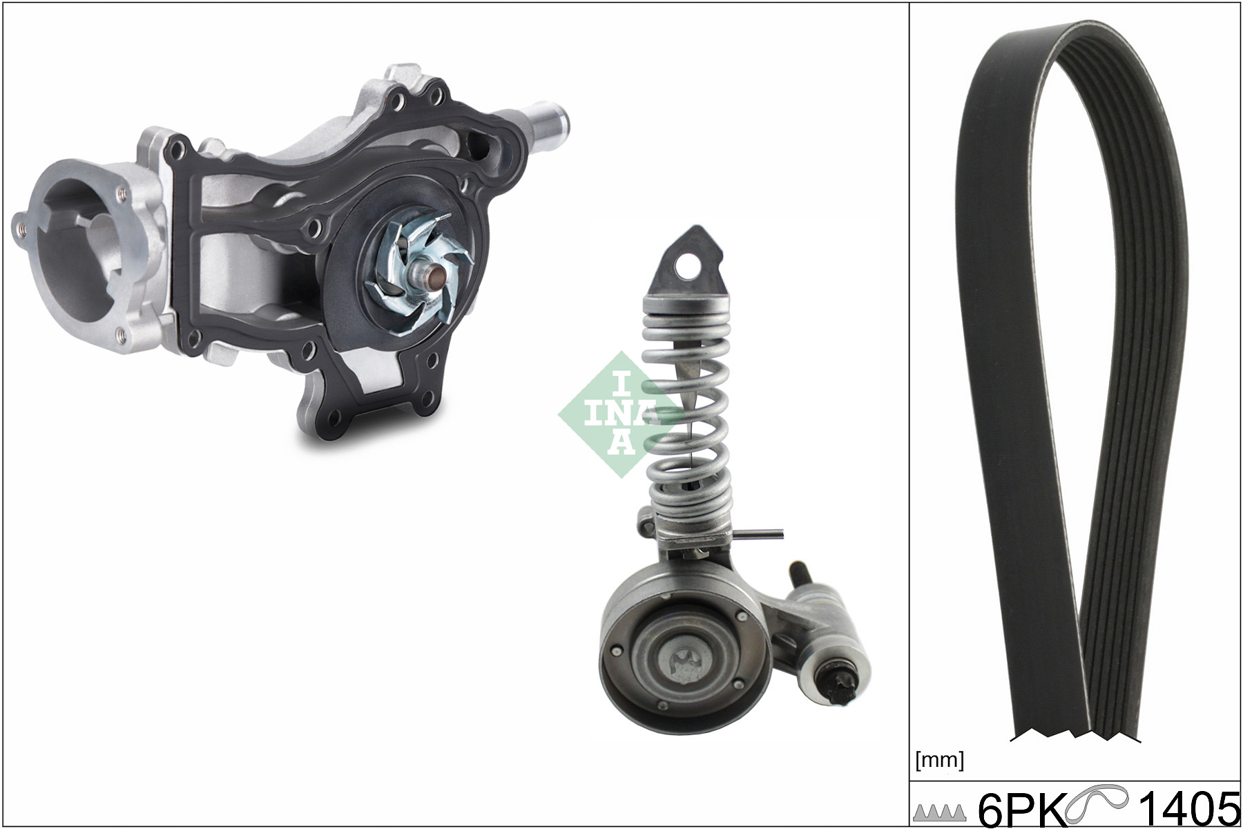Pompa acqua e kit cinghia poly v INA 529033630