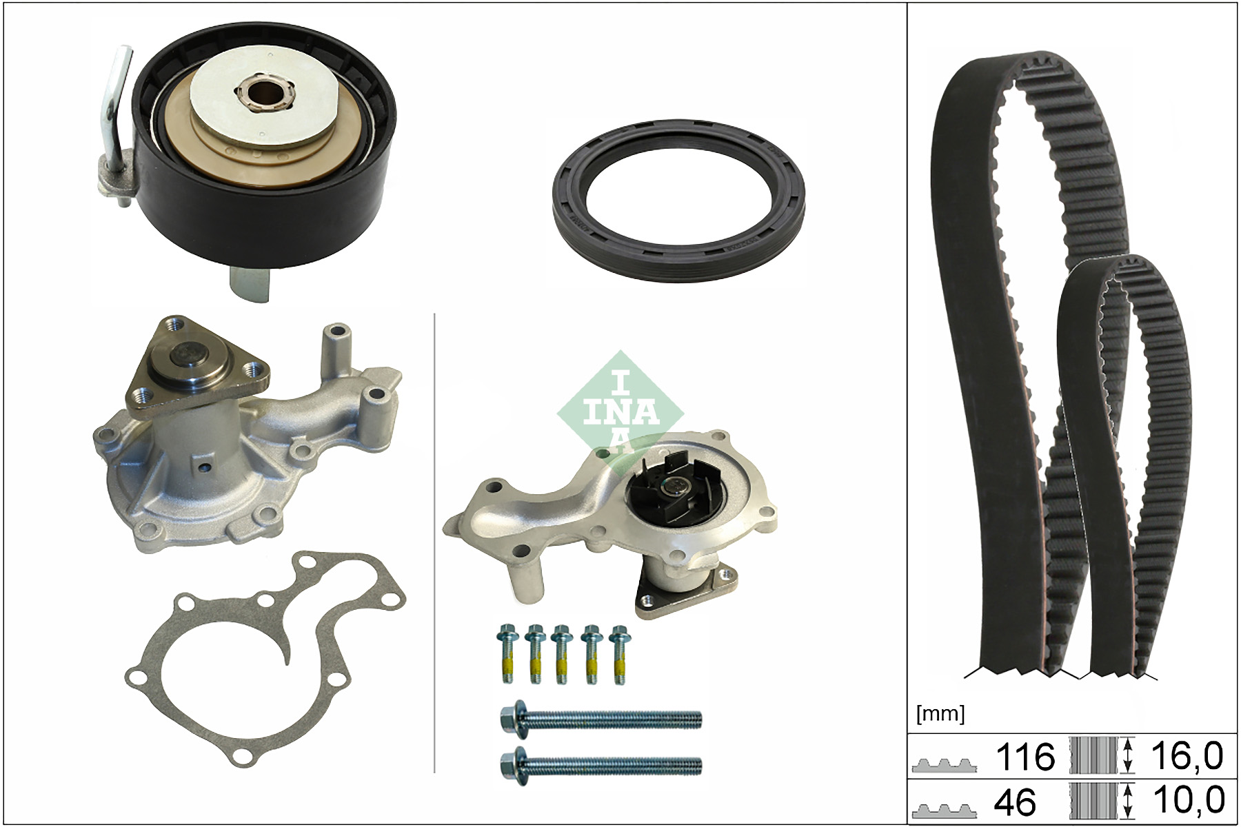 Pompa acqua e kit cinghie dentate INA 530095830