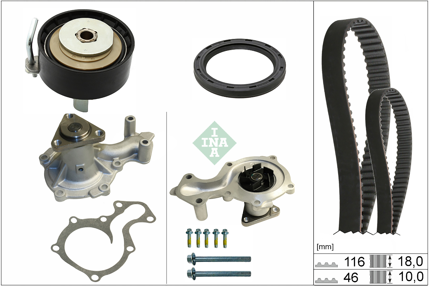 Pompa acqua e kit cinghie dentate INA 530095930