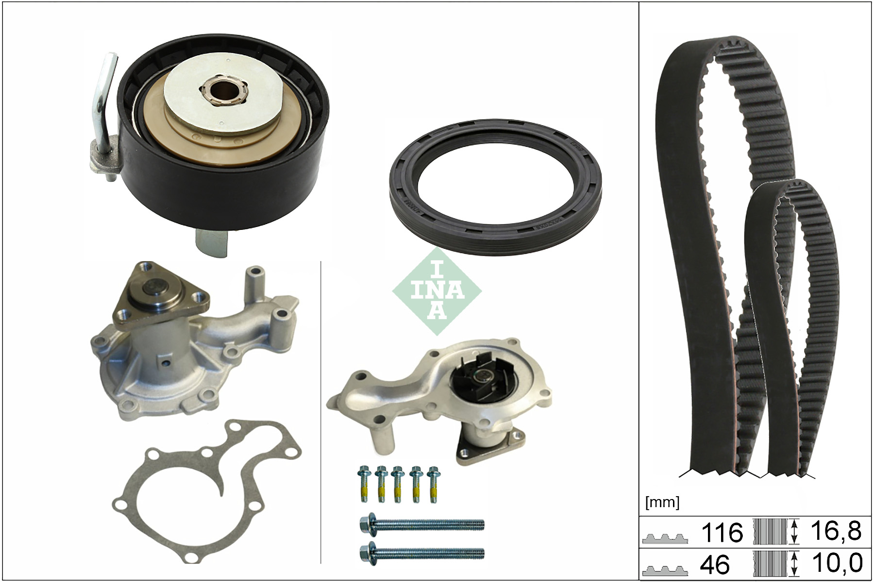Pompa acqua e kit cinghie dentate INA 530096130