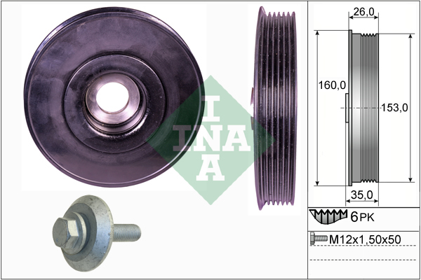 Puleggia cinghia, albero a gomiti INA 544007920