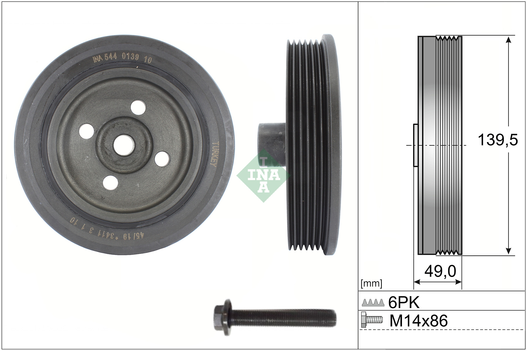 Puleggia cinghia, albero a gomiti INA 544013920