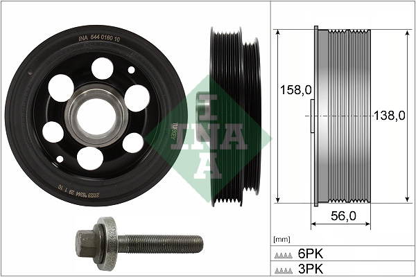 INA DAMPER PULEGGIA ALBERO MOTORE FORD TRANSIT