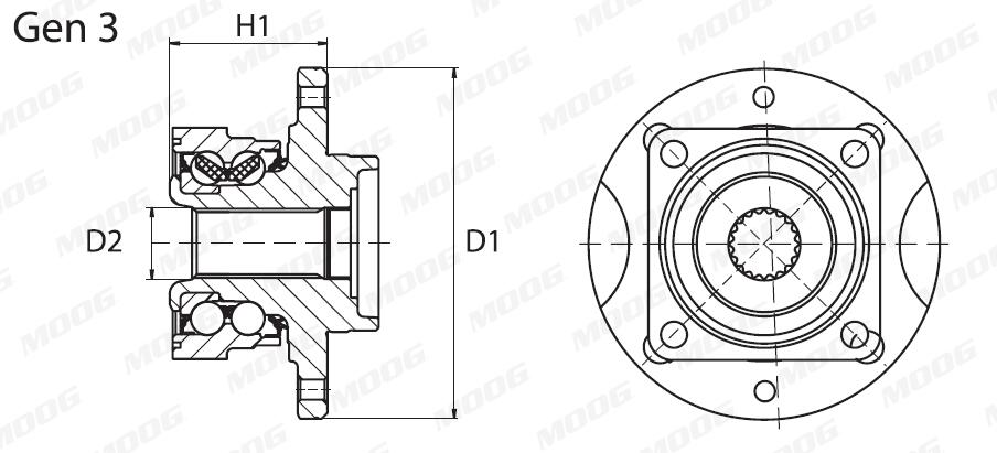 Kit cuscinetto ruota MOOG OP-WB-11091