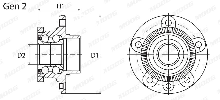 Kit cuscinetto ruota MOOG VO-WB-11058