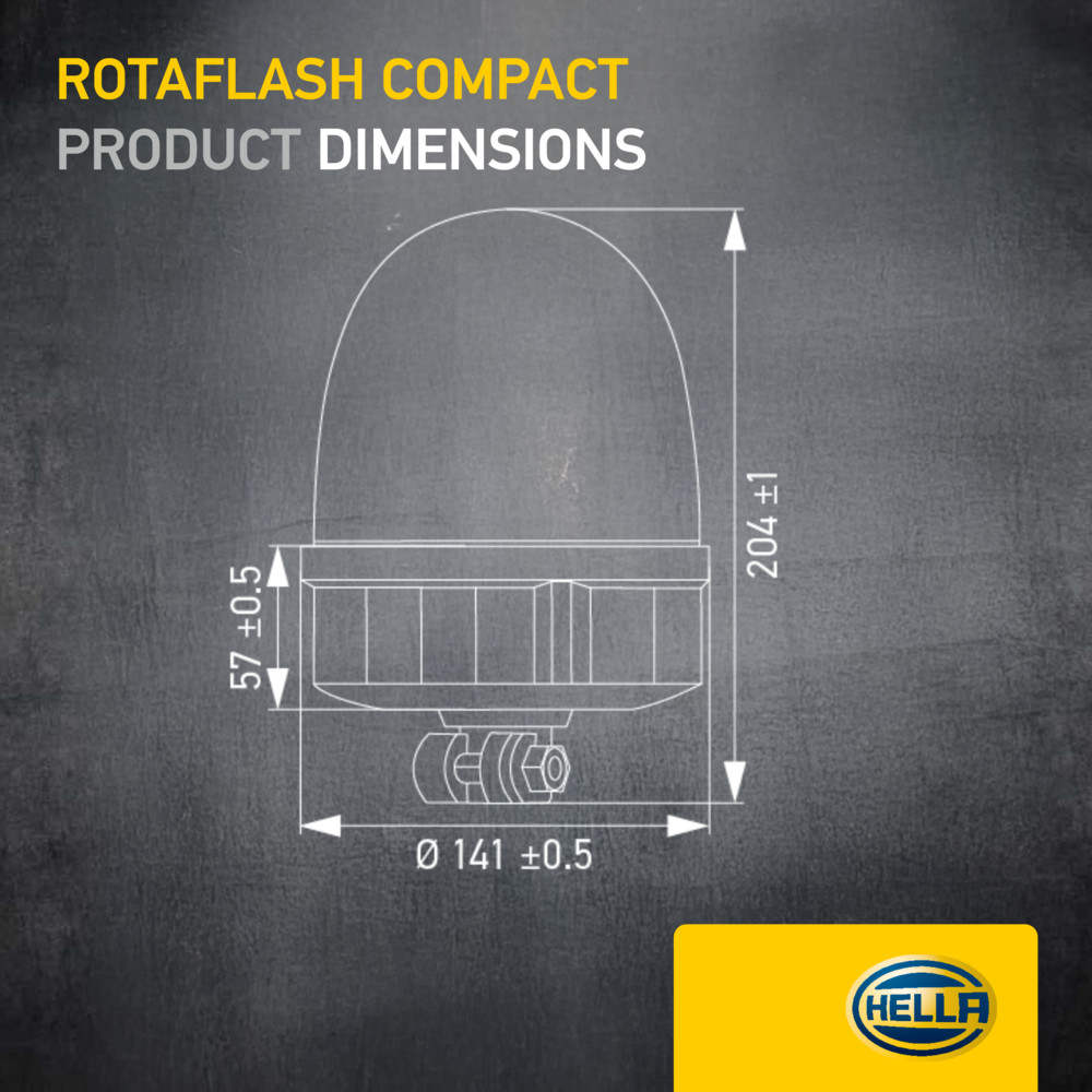 ROTAFLASH COMPACT LED 12/24V GIALLO (AMBRA) LAMPEGGIANTE/ROTANTE FLESSIBILE