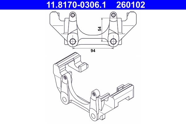Supporto, pinza freno ATE 260102