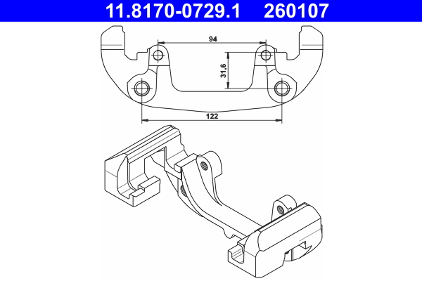 Supporto, pinza freno ATE 260107
