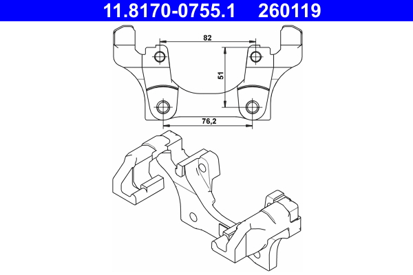Supporto, pinza freno ATE 260119