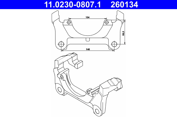 Supporto, pinza freno ATE 260134