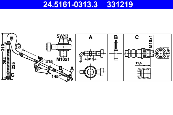Flessibile del freno ATE 331219