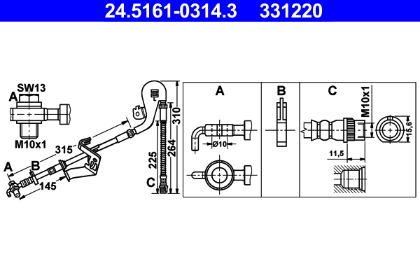 Flessibile del freno ATE 331220