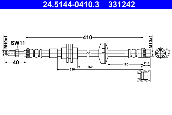 Flessibile del freno ATE 331242