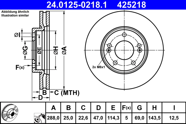 Disco freno ATE 425218