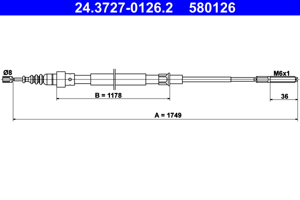 Cavo comando, freno stazionamento ATE 580126