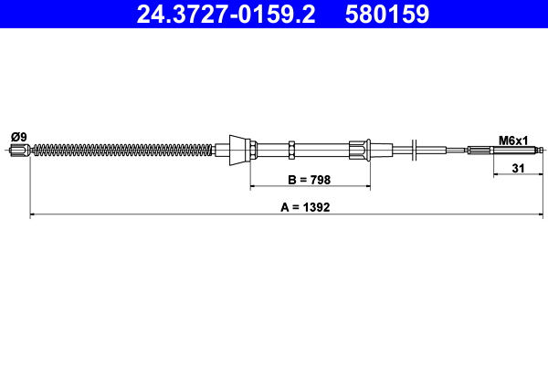 Cavo comando, freno stazionamento ATE 580159