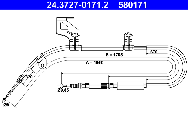 Cavo comando, freno stazionamento ATE 580171