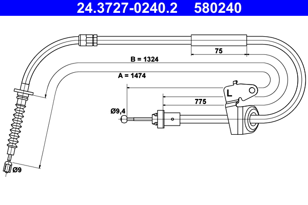 Cavo comando, freno stazionamento ATE 580240