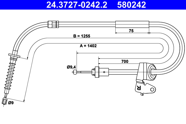 Cavo comando, freno stazionamento ATE 580242