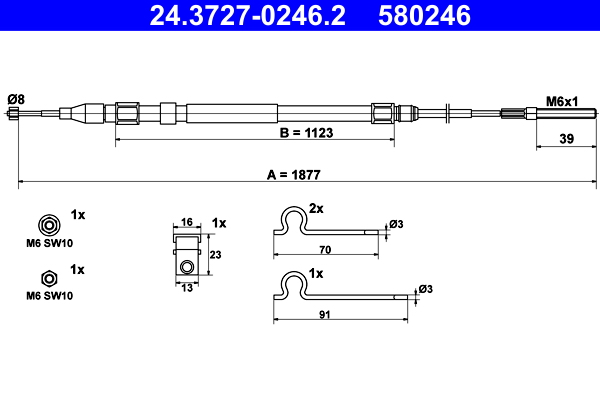 Cavo comando, freno stazionamento ATE 580246