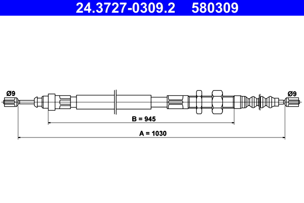 Cavo comando, freno stazionamento ATE 580309