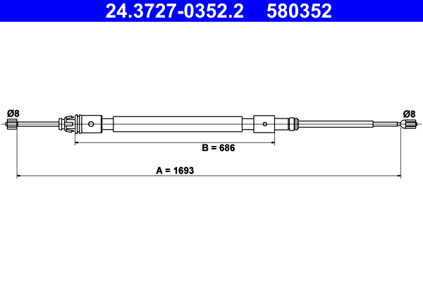 Cavo comando, freno stazionamento ATE 580352
