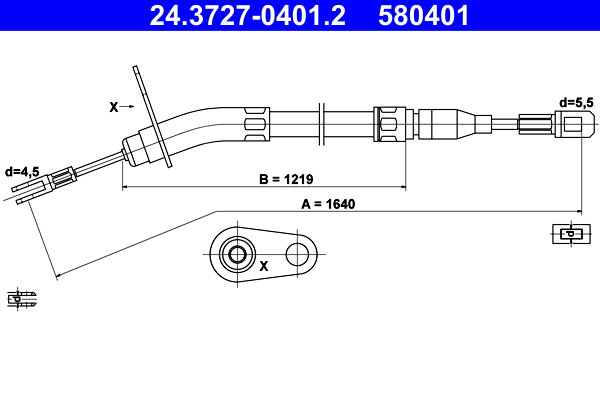 Cavo comando, freno stazionamento ATE 580401