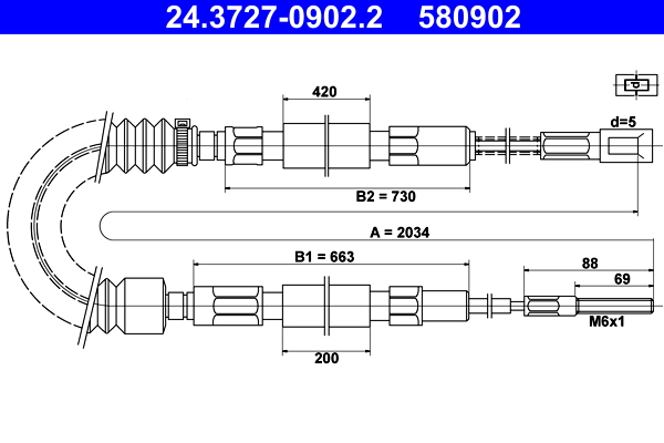 Cavo comando, freno stazionamento ATE 580902