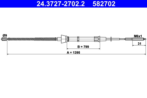 Cavo comando, freno stazionamento ATE 582702