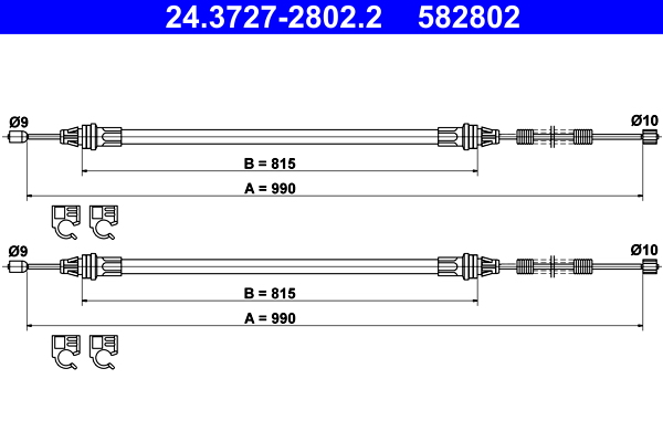 Cavo comando, freno stazionamento ATE 582802