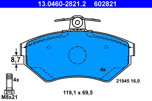Pastiglie freno ATE 602821