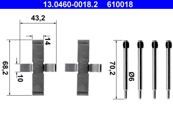 Kit accessori, pastiglia freno ATE 610018